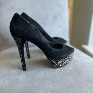 B Brian Atwood Black Heels with Silver Accents